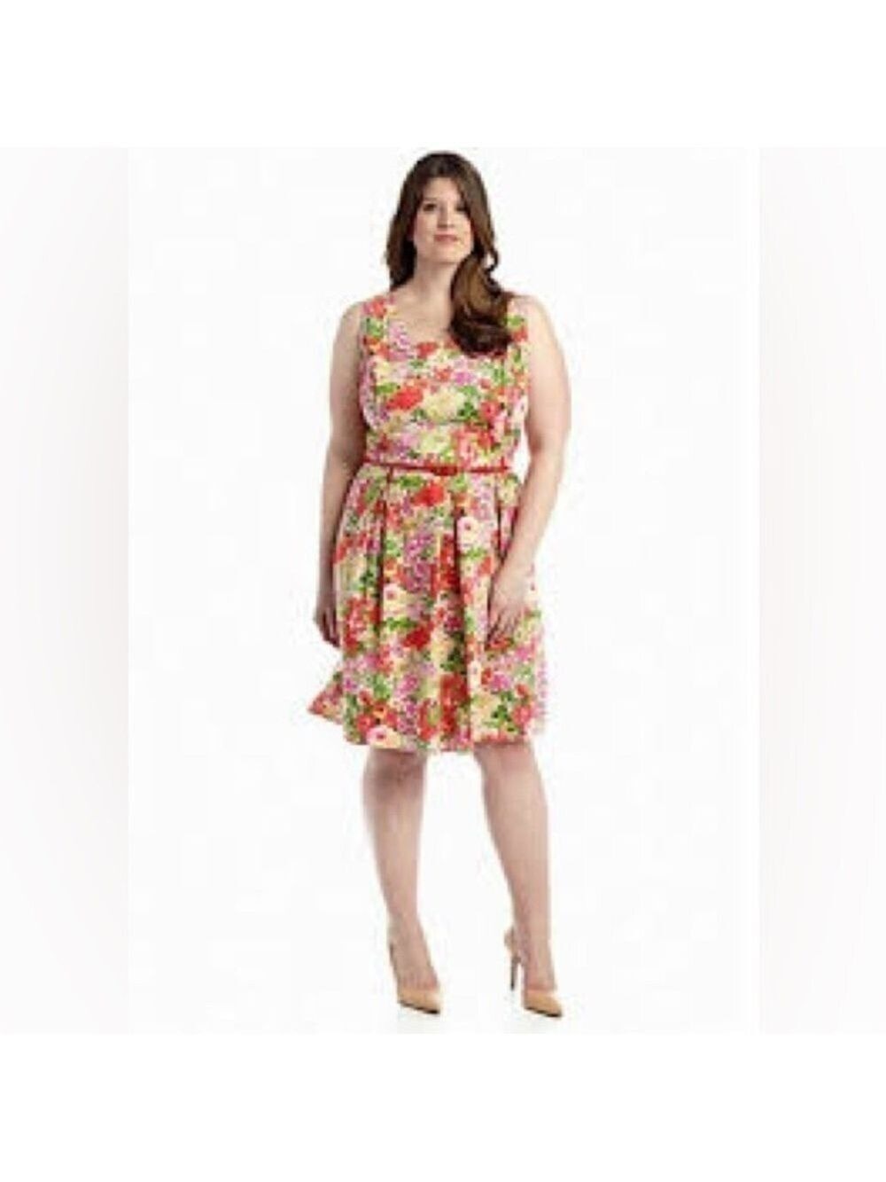 Tiana B Pink Floral Sleeveless Dress Sz 16W